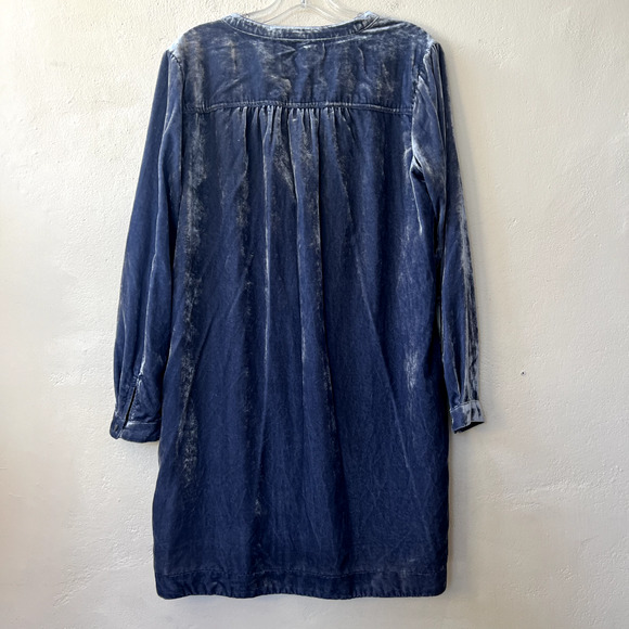 ANTHROPOLOGIE Melody Velvet Tunic Dress Slate Blue Gray Long Sleeve Womens Small - Picture 4 of 10